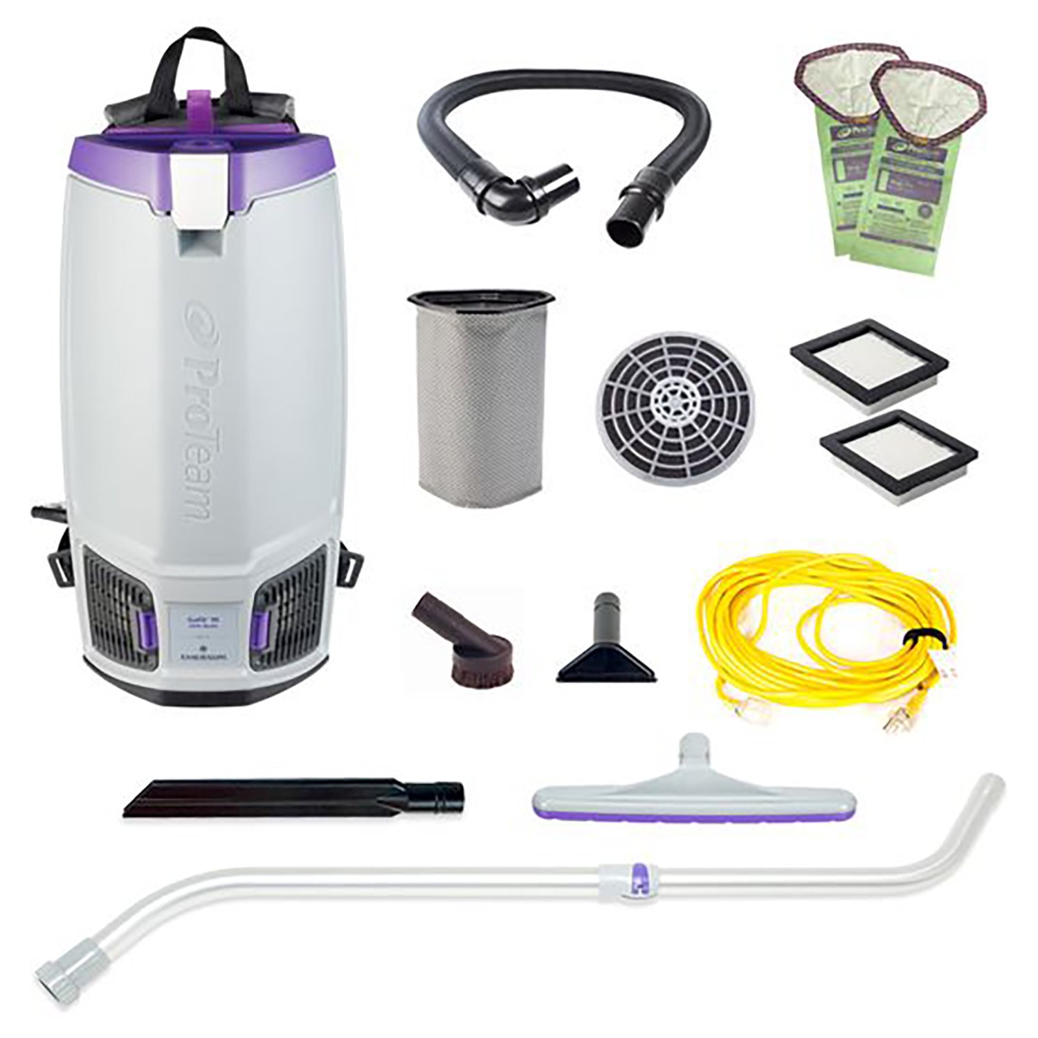 ProTeam GoFit 10 HEPA Backpack Vacuum with Xover Multi‑Surface Telescoping Wand Tool Kit