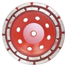 7" Double Row Cup Wheel, Medium, 25/30 Grit, 5/8‑11 Arbor, Threaded