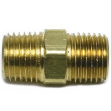 Hex Nipple, 1/4"M x 1/4"M, Brass