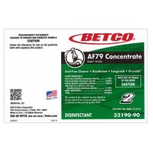 Label, Betco FASTDRAW® AF79 Acid Free Bathroom Cleaner, Disinfectant, and Deodorant