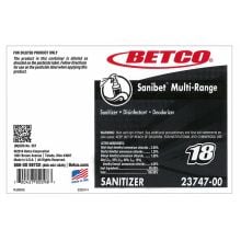 Label, Betco FASTDRAW® Multi‑Range Sanitizer, Disinfectant, and Deodorizer