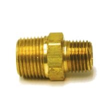 Hex Nipple, 1/4"M x 3/8"M, Brass