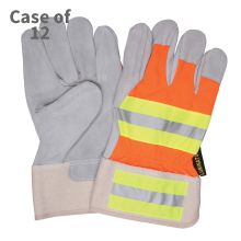 Luminator Hi‑Visibility Leather Work Gloves, Large (12 PK)