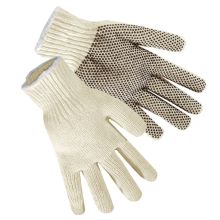 Natural White Cotton Glove with Black PVC Dots (12 PR)