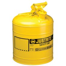 Justrite Type 1 5 Gallon Safety Can, Yellow