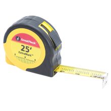 GreatNeck Tape Measure, 25 ft x 1 with Rubber Grip