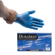 DuraSkin Vinyl Exam Style Gloves, 5 mil, Powder Free, Blue