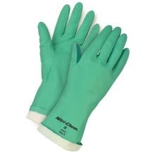 MCR Safety Nitri‑Chem® Nitrile Flock Lined Gloves, 15 mil, Green