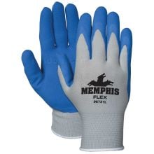 MCR Safety Memphis™ Flex, 13 Gauge Gray Nylon Shell, Blue Foam Latex Coated Gloves, Medium