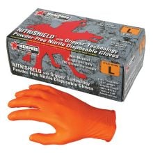 MCR Safety NitriShield Nitrile Gloves, 6 mil, Powder Free, Orange