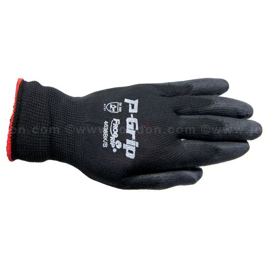 P‑Grip Ultra Thin Black Nylon/Polyurethane Gloves with Black PU