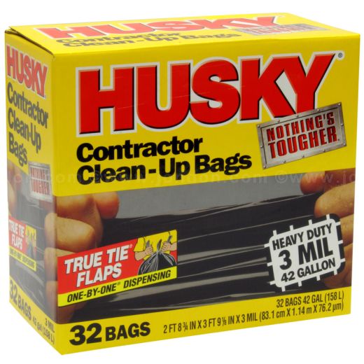 Husky 42 Gal Flap Tie 22 Ct Black Contractor Bag