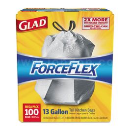 Glad Forceflex Tall Kitchen Drawstring Trash Bags – 13 Gallon